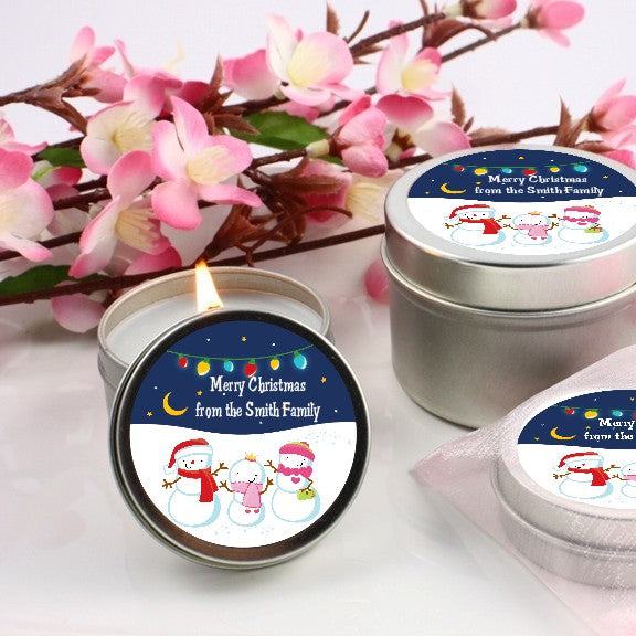 Snowman Family with Lights - Christmas Candle Favors