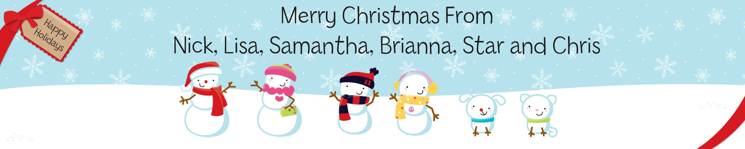 Snowman Family with Snowflakes - Personalized Christmas Banners