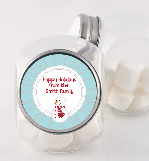 Snowman Snow Scene - Personalized Christmas Candy Jar