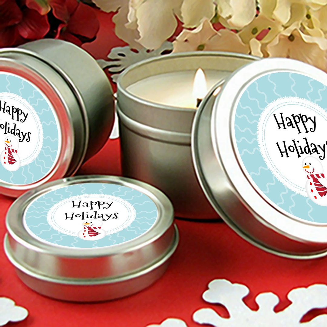 Snowman Snow Scene - Christmas Candle Favors
