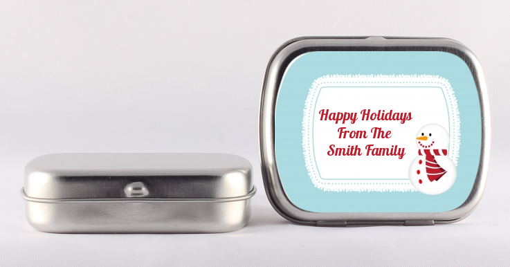 Snowman Snow Scene - Personalized Christmas Mint Tins