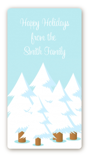 Snowman Snow Scene - Custom Rectangle Christmas Sticker/Labels