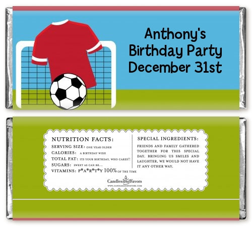 Soccer - Personalized Birthday Party Candy Bar Wrappers