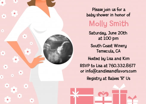 Sonogram It's A Girl - Baby Shower Invitations