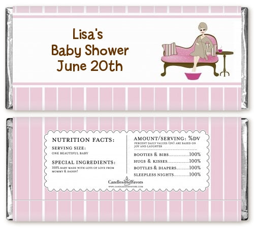 Spa Mom Pink - Personalized Baby Shower Candy Bar Wrappers