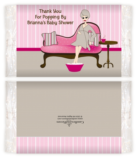 Spa Mom Pink - Personalized Popcorn Wrapper Baby Shower Favors