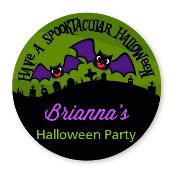 Spooky Bats - Round Personalized Halloween Sticker Labels
