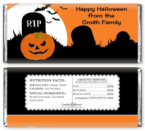 Spooky Pumpkin - Personalized Halloween Candy Bar Wrappers