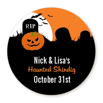 Spooky Pumpkin - Round Personalized Halloween Sticker Labels