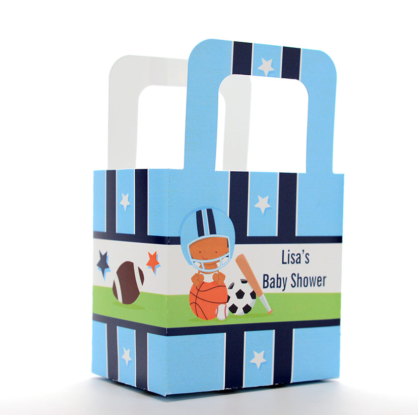 Sports Baby African American - Personalized Baby Shower Favor Boxes