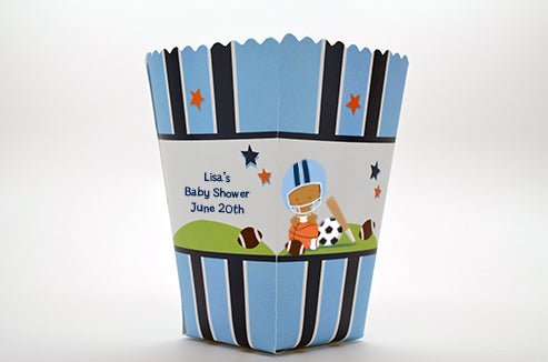 Sports Baby African American - Personalized Baby Shower Popcorn Boxes