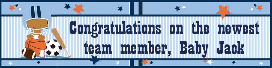 Sports Baby African American - Personalized Baby Shower Banners