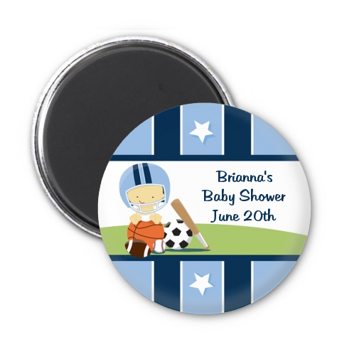 Sports Baby Asian - Personalized Baby Shower Magnet Favors