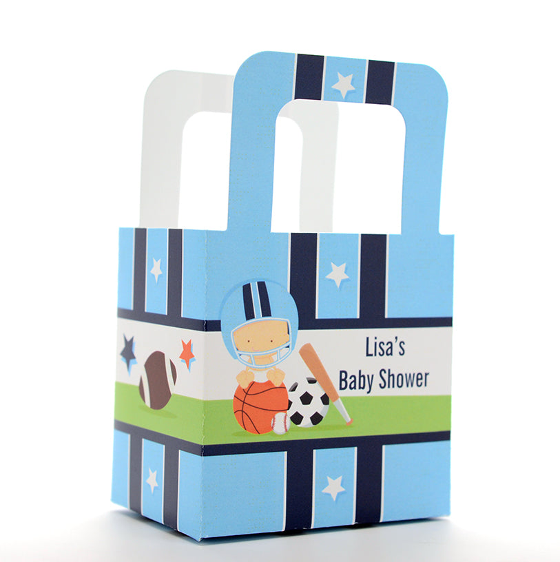 Sports Baby Caucasian - Personalized Baby Shower Favor Boxes