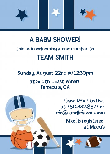 Sports Baby Caucasian - Baby Shower Invitations