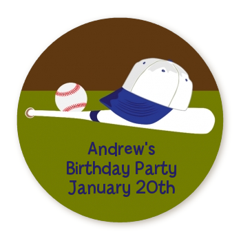 Baseball - Round Personalized Birthday Party Sticker Labels