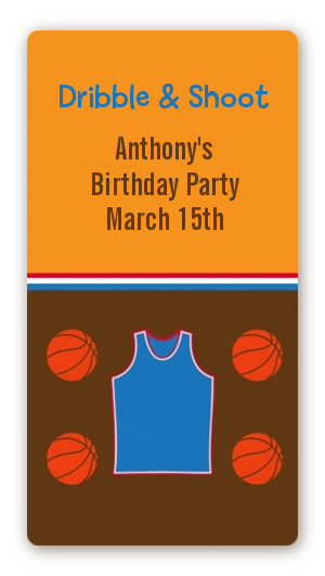 Basketball - Custom Rectangle Birthday Party Sticker/Labels