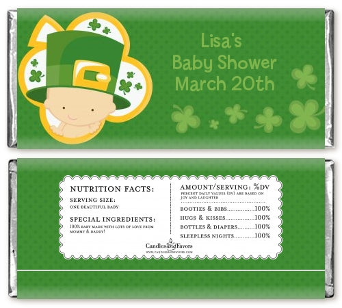 St. Patrick's Baby Shamrock - Personalized Baby Shower Candy Bar Wrappers