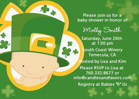 St. Patrick's Baby Shamrock - Baby Shower Invitations