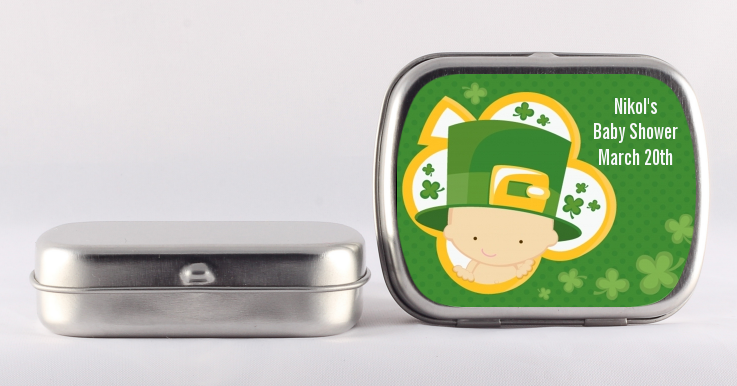 St. Patrick's Baby Shamrock - Personalized Baby Shower Mint Tins