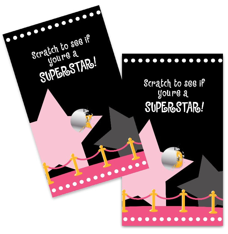A Star Is Born Hollywood Black|Pink - Baby Shower Scratch Off Game Tickets
