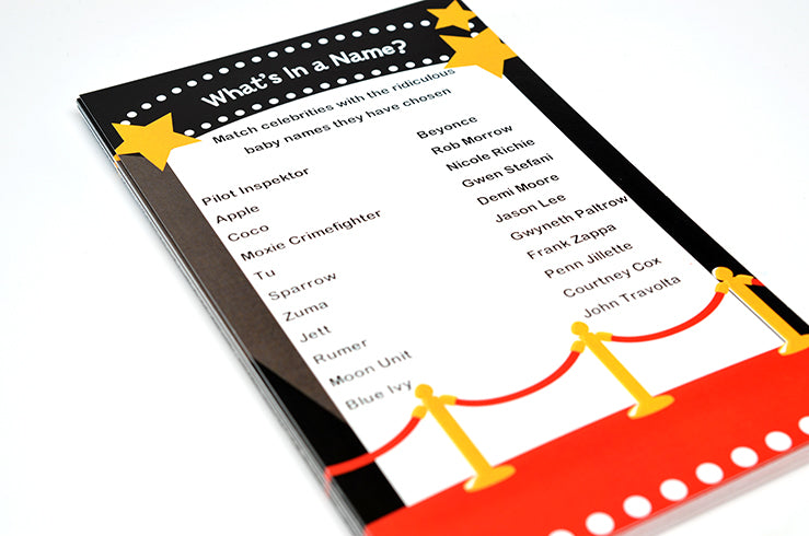 A Star Is Born!® Hollywood What's In A Name - Baby Shower Game Card