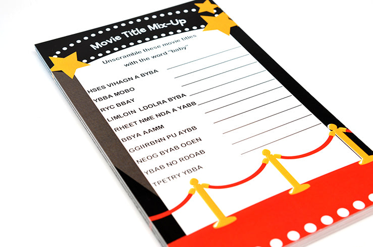 A Star Is Born!® Hollywood Movie Title Mix Up - Baby Shower Game Card