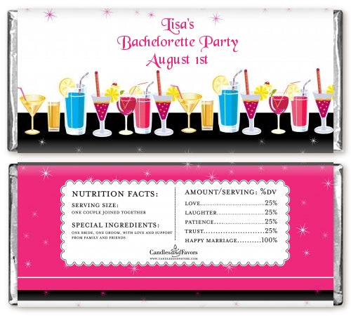 Stock the Bar Cocktails - Personalized Bachelorette Party Candy Bar Wrappers