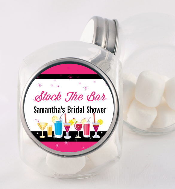 Stock the Bar Cocktails - Personalized Bridal Shower Candy Jar