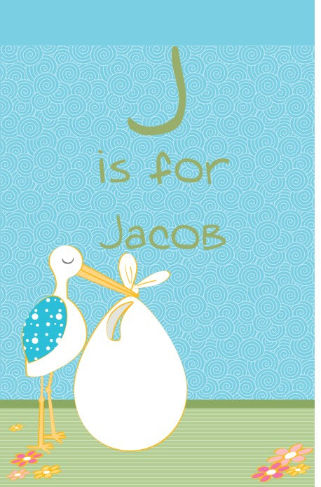Stork It's a Boy - Personalized Baby Shower Nursery Wall Art