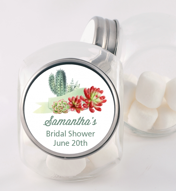 Succulents - Personalized Bridal Shower Candy Jar