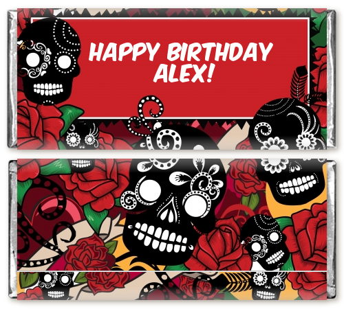 Sugar Skull - Personalized Birthday Party Candy Bar Wrappers