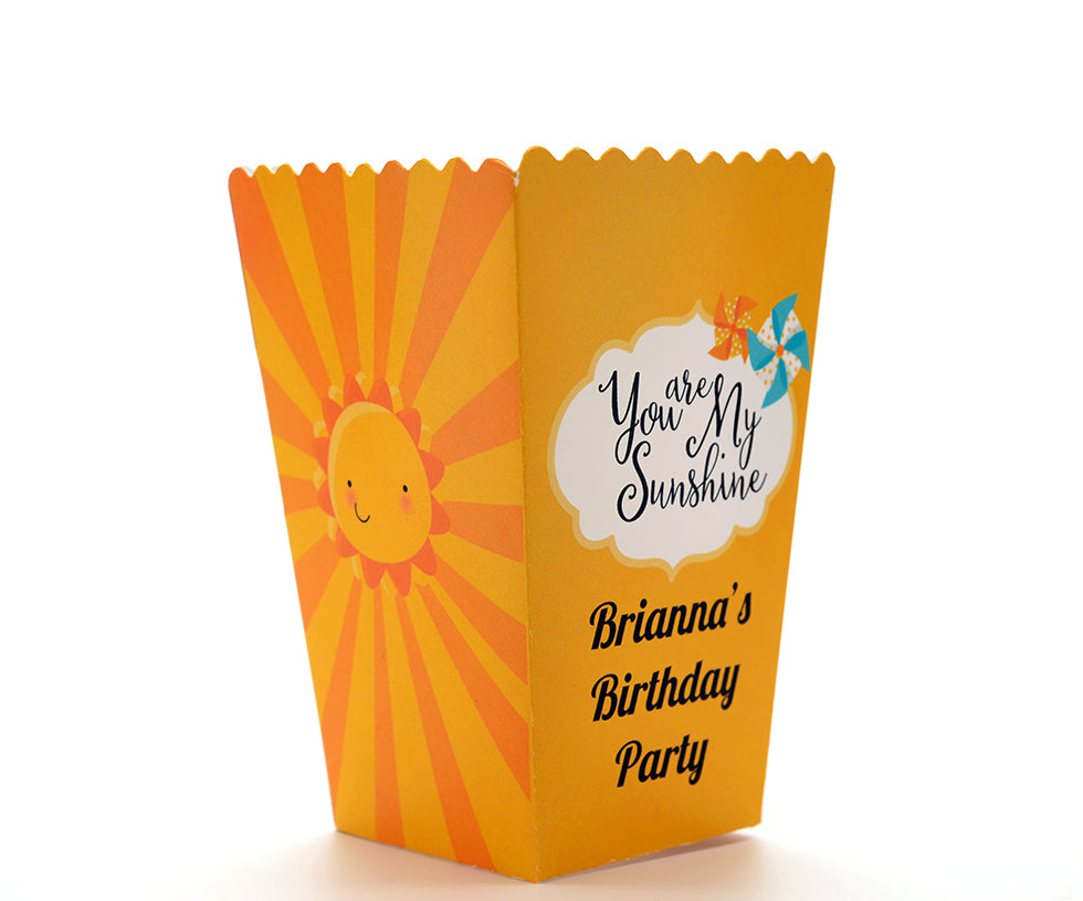 You Are My Sunshine - Personalized Birthday Party Popcorn Boxes