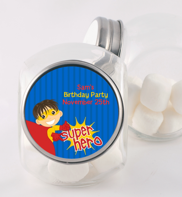 Superhero Boy - Personalized Birthday Party Candy Jar