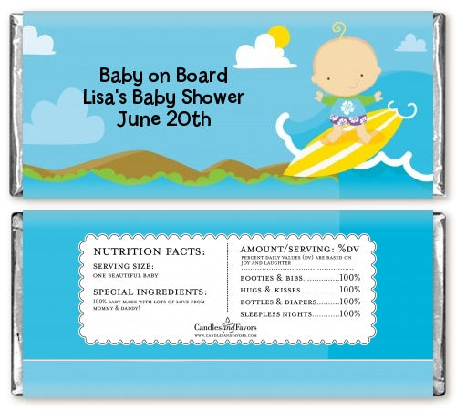 Surf Boy - Personalized Baby Shower Candy Bar Wrappers