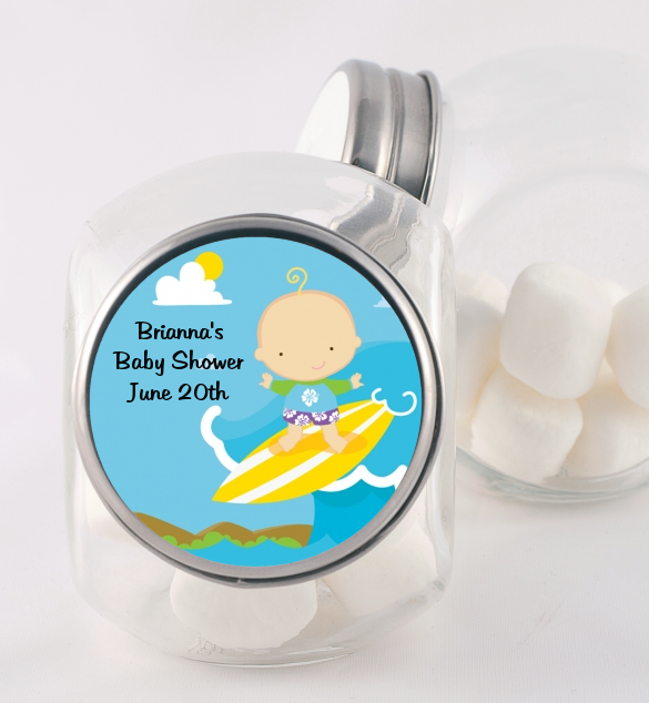 Surf Boy - Personalized Baby Shower Candy Jar