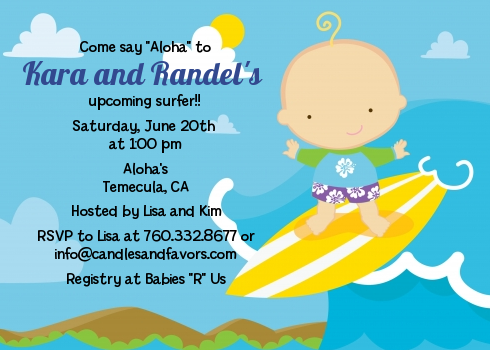 Surf Boy - Baby Shower Invitations