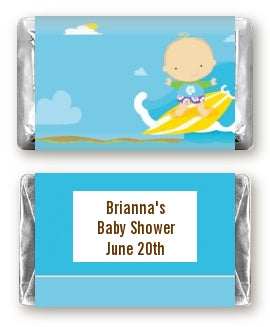 Surf Boy - Personalized Baby Shower Mini Candy Bar Wrappers