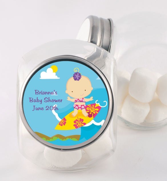 Surf Girl - Personalized Baby Shower Candy Jar