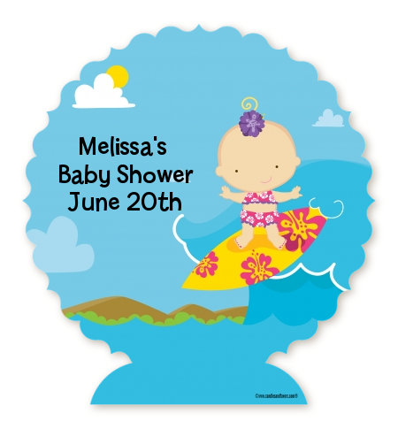 Surf Girl - Personalized Baby Shower Centerpiece Stand