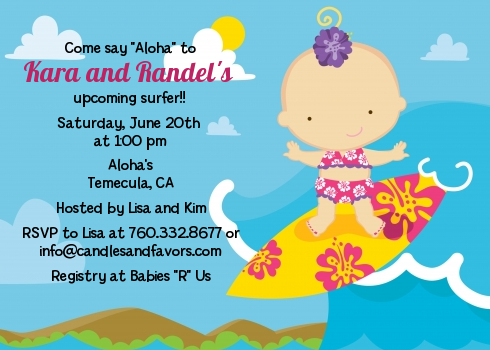 Surf Girl - Baby Shower Invitations