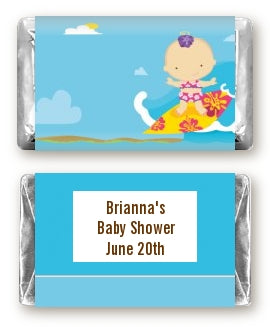 Surf Girl - Personalized Baby Shower Mini Candy Bar Wrappers