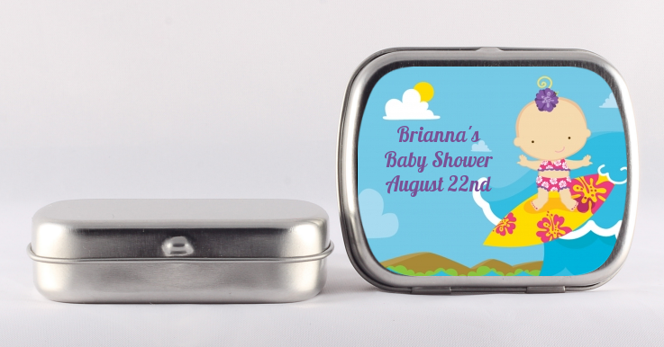 Surf Girl - Personalized Baby Shower Mint Tins
