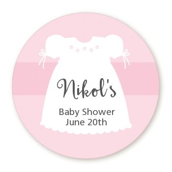 Sweet Little Lady - Round Personalized Baby Shower Sticker Labels
