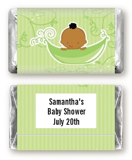 Sweet Pea African American Boy - Personalized Baby Shower Mini Candy Bar Wrappers
