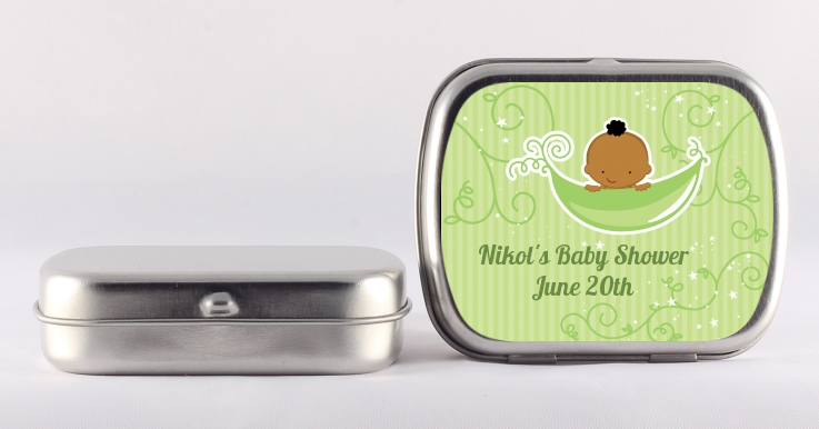 Sweet Pea African American Boy - Personalized Baby Shower Mint Tins