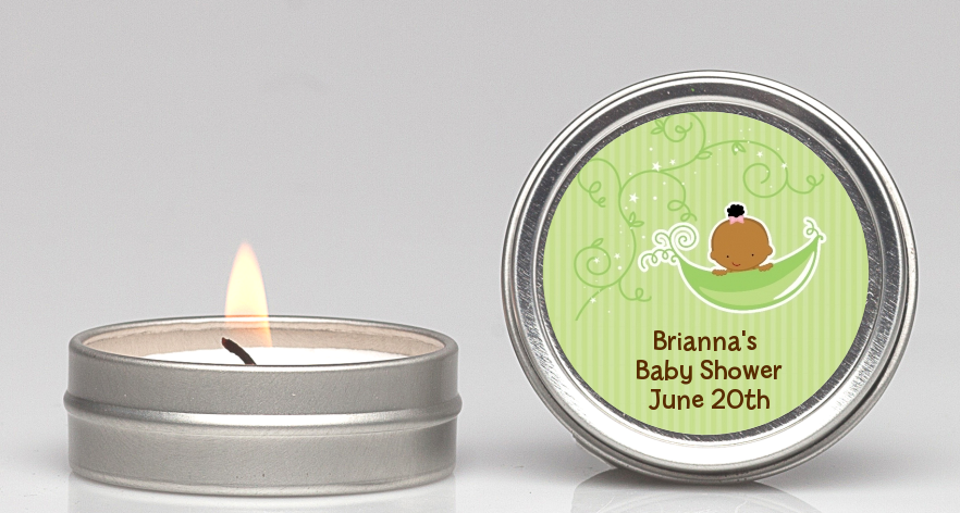 Sweet Pea African American Girl - Baby Shower Candle Favors