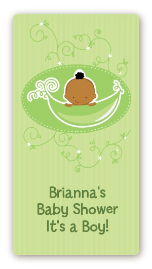 Sweet Pea African American Boy - Custom Rectangle Baby Shower Sticker/Labels