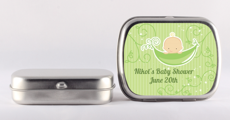 Sweet Pea Caucasian Boy - Personalized Baby Shower Mint Tins
