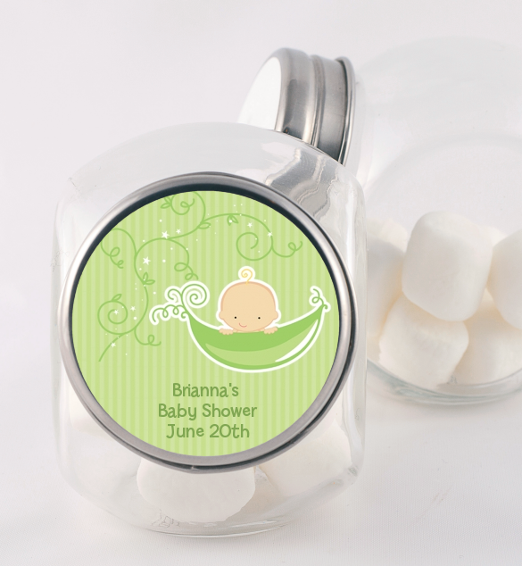 Sweet Pea Caucasian Boy - Personalized Baby Shower Candy Jar